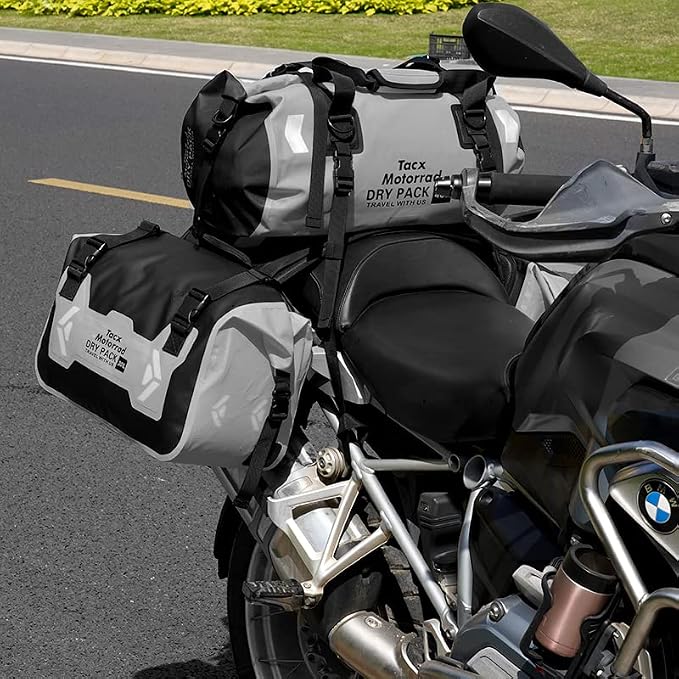 Motorcycle Saddle Bags Tail Bag, 30L Roll-top Waterproof Motor Detachable Side - Image 7