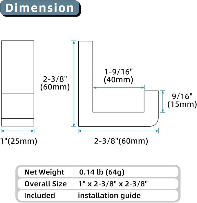 Angle Simple Towel Hooks for Bathroom, SUS 304 Stainless Steel Robe Coat Hooks - Image 9