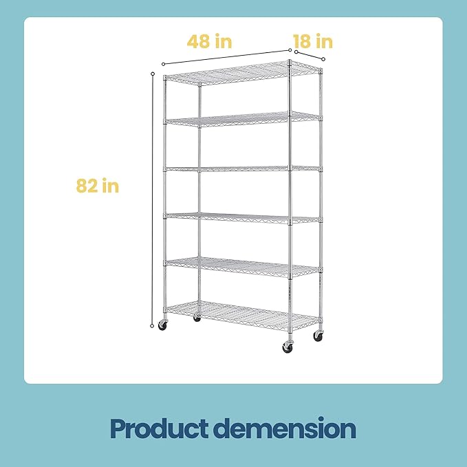 48" D×18" W×82" H Wire Shelving Unit Metal Shelf - Image 3