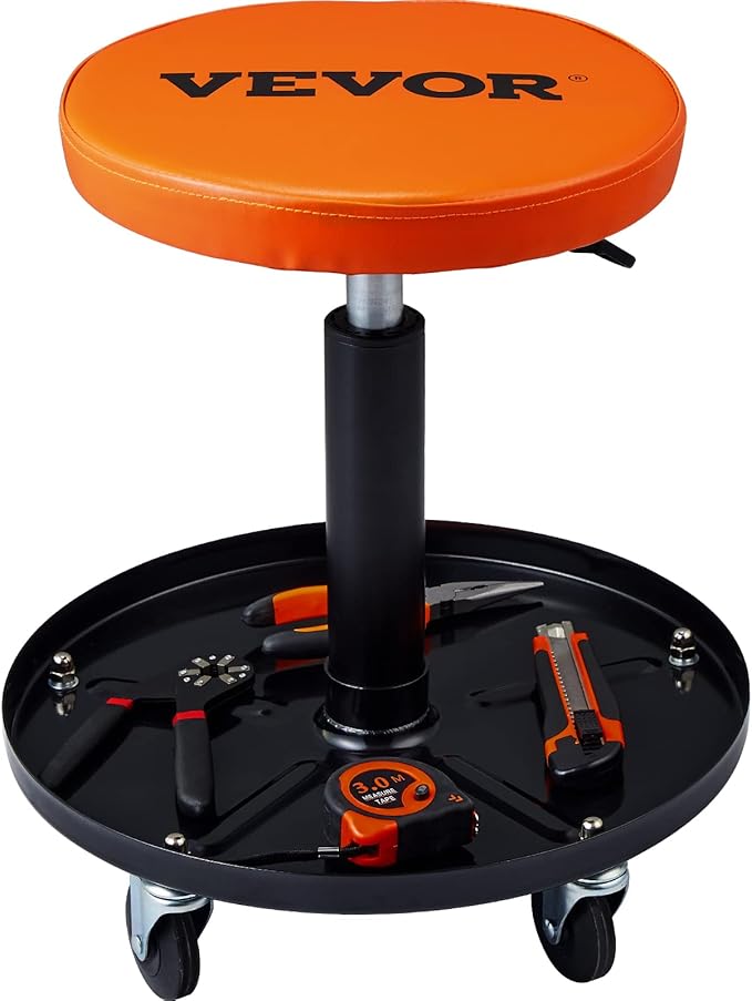 VEVOR Mechanic Stool, 250 LBS Rolling Pneumatic Creeper Garage/Shop Seat by VEVOR