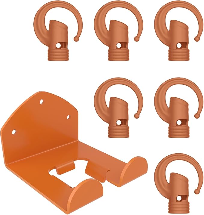 6 Pack Garage Storage Hooks + 1 Pack Trimmer Rack Compatible by FlexiRods