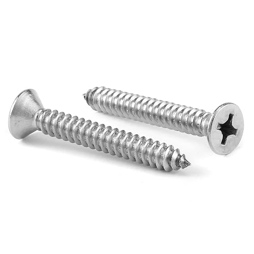 #7 x 1-1/4" Wood Screw 100Pcs 18-8 Stainless Steel Screws Flat Head Phillips by SGTZH