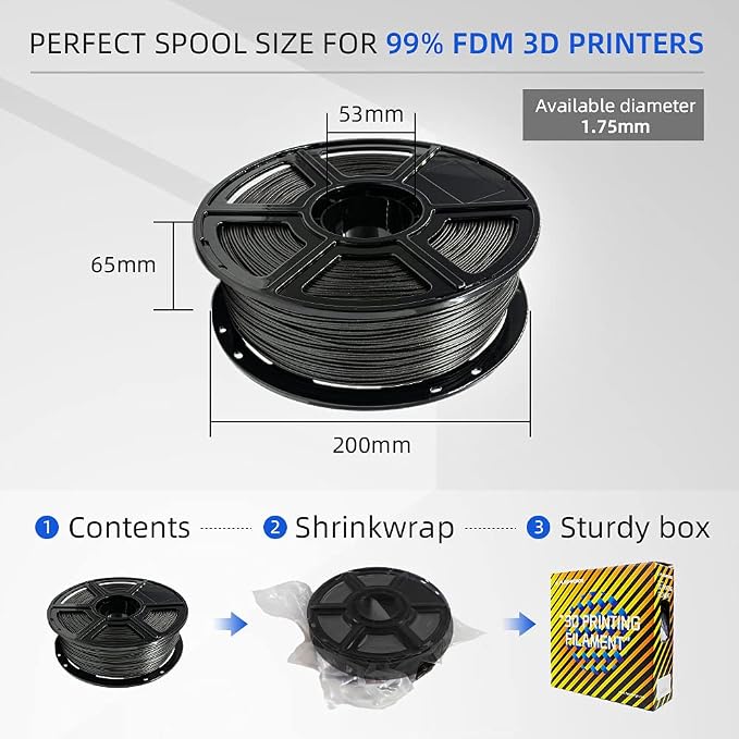 FLASHFORGE PLA Filament 1.75mm Galaxy Matte Black, 3D Printer Filament - Image 6