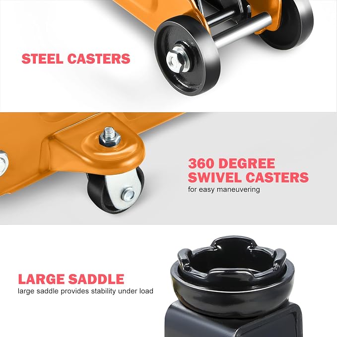 DNA MOTORING Low Profile Hydraulic Trolley Service/Floor Jack, 1.5 Ton Capacity - Image 4