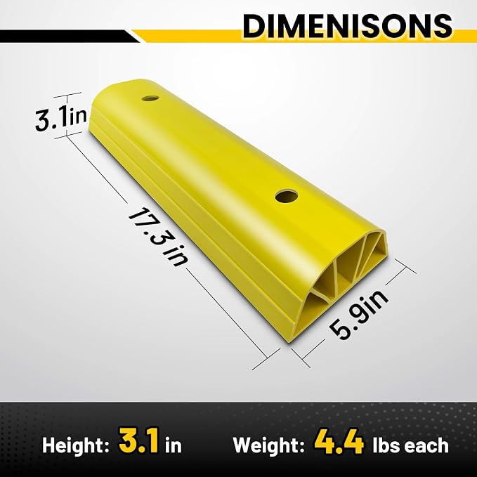 Garage Tire Stops for Garage Floor High-Visibility, 2 Pack 3.1" Higher Block - Image 2