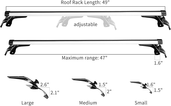 50" Universal Rooftop Crossbars, Adjustable Locking Luggage Crossbars Compatible - Image 3