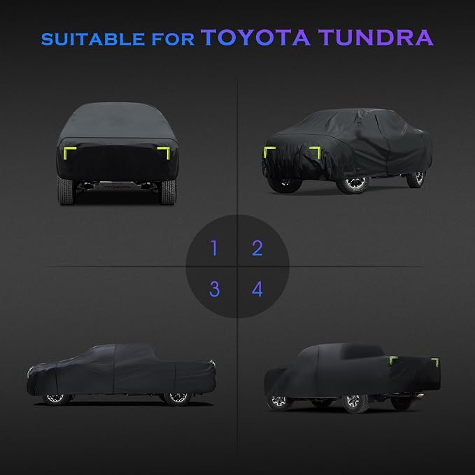 Car Cover Custom Fit for Toyota Tundra 2007-2024, 6 Layers Truck Cover - Image 6