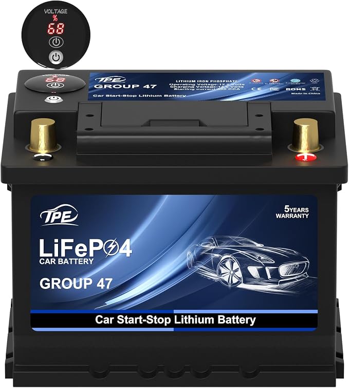 TPE Car Start-Stop Lithium Battery BCI Group47 LiFePO4 Lithium-ion Car Battery by TPE