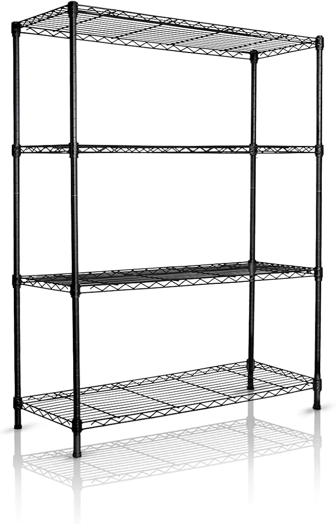 Heavy-Duty Black 4 Tiers Steel 36x14x54 Wire Shelving NSF Certified. Adjustable by Unknown