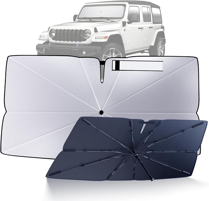 Windshield Sun Shade Umbrella for 2018-2025 Jeep Wrangler JL Accessories: by HIMUMOY