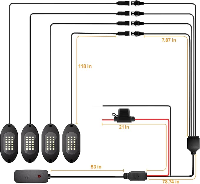 Honalia Pure White Rock Lights 4 Pods, 6000K White LED Rock Lights Kits - Image 6