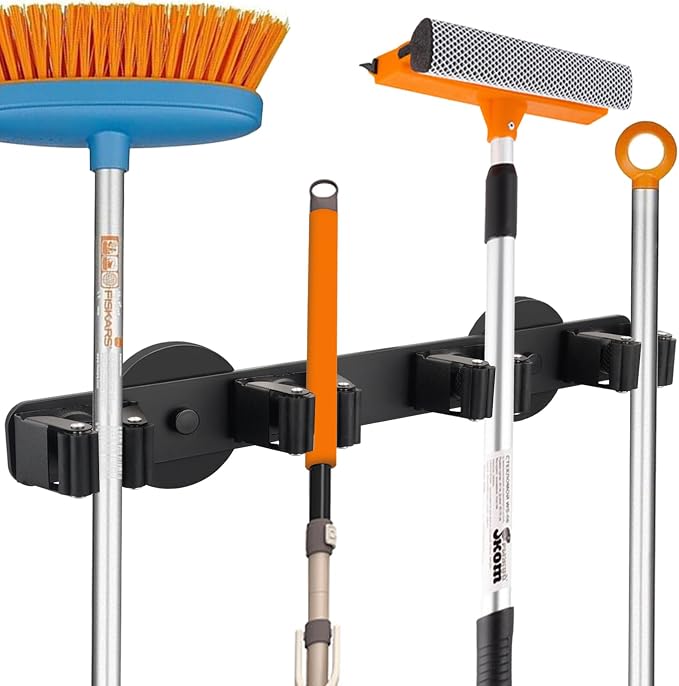 Heavy Duty Magnetic Broom Holder, Strong Magnetic Mop Hanger by SKNOOYLIGHT