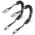 Coiled Lightning Cable, 2 Pack Retractable iPhone Charger Cord by PEAKLIFT