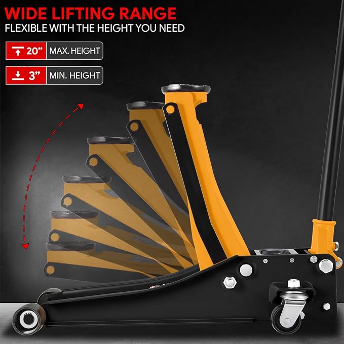 DNA MOTORING Low Profile Hydraulic Trolley Service/Floor Jack, 3 Ton Capacity - Image 3