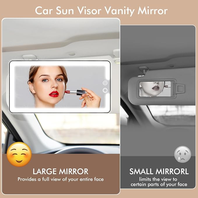 Car Sun Visor Vanity Mirror, Rechargeable Led Makeup Mirror - Image 7