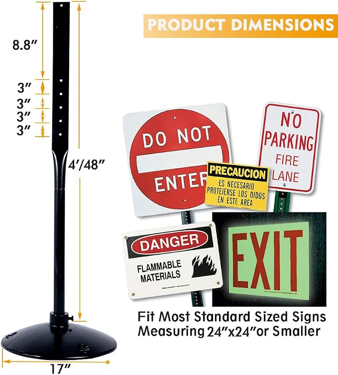 Heavy Duty Cast Iron Sign Post and Base Kit - Image 3