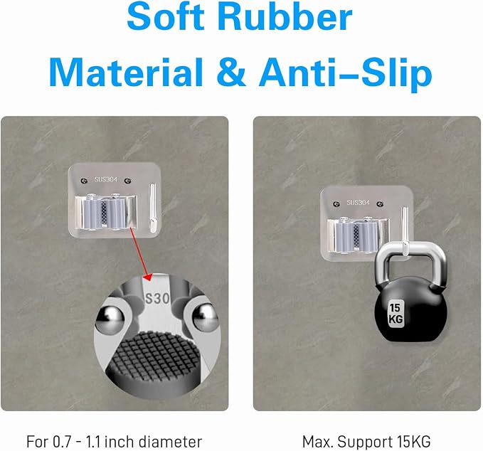 5 Pack Broom Holder Heavy Duty Stainless Steel Broom Hanger - Image 4