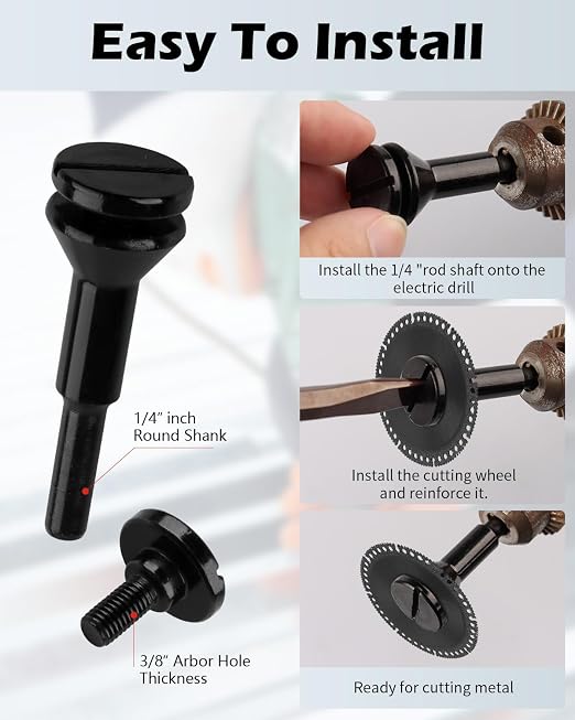 Cut Off Wheel Mounting Mandrel Holder 3/8" & 1/4" Arbor Hole, 4 Pack Cut-Off - Image 5