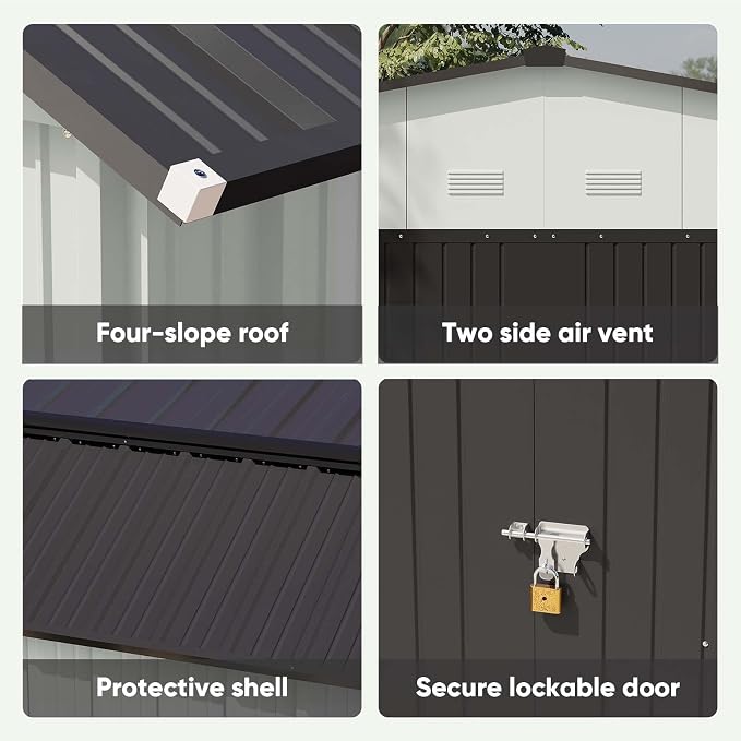 Patiowell 10 X 12 FT Barn Style Metal Storage Shed - Image 5
