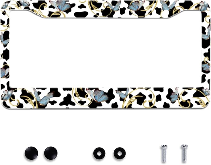 Personalise Cows and Butterfly License Plate Frames Cute Leopard License Plate by Omw2fyb