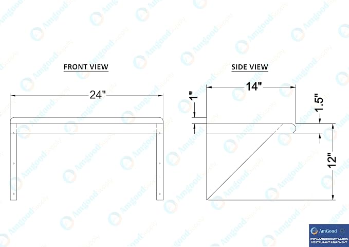 AmGood 24" Long X 14" Deep Stainless Steel Wall Shelf | NSF Certified | - Image 5