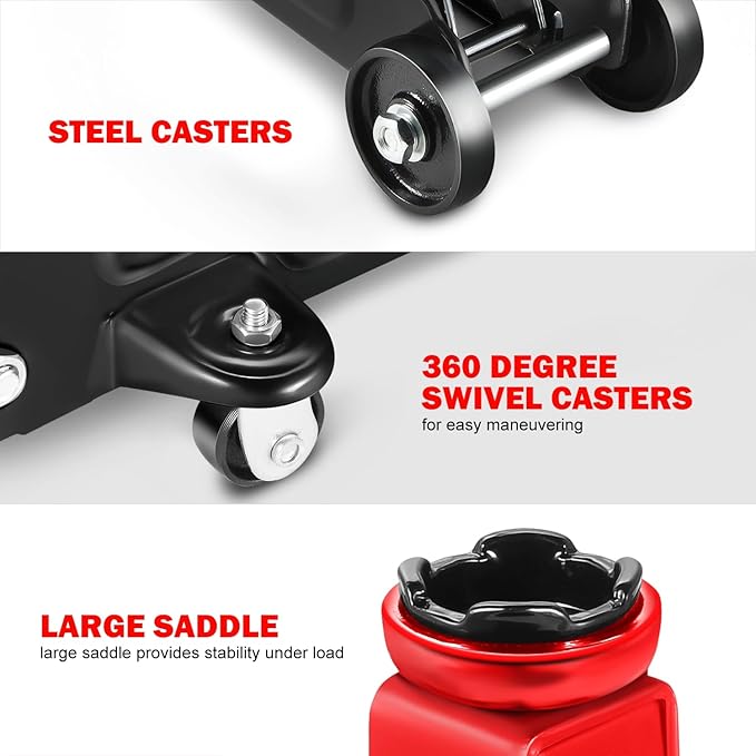 DNA MOTORING Low Profile Hydraulic Trolley Service/Floor Jack, 1.5 Ton Capacity - Image 4