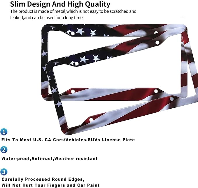2Pack American Flag License Plate Frame - Image 4