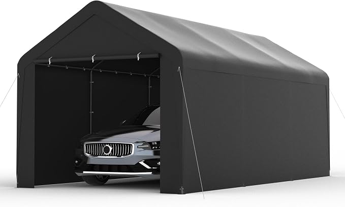 Carport, 10‘ x 20’ Heavy Duty Portable Garage All-Season Car Canopy w/Removable by PHONJOROO