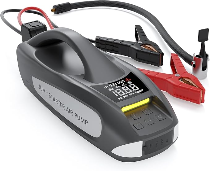 6000A Jump Starter with Air Compressor, 27000mAh 160PSI Portable Car Battery by TEVOLELightingSolution