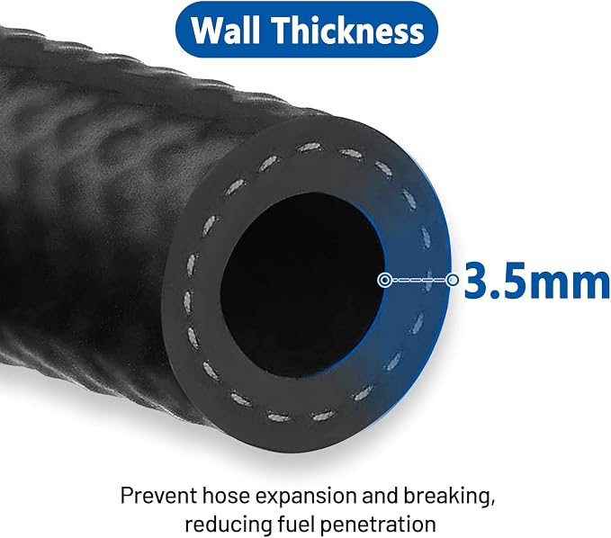 LokoCar Rubber Fuel Hose Line Push Lock 1/2" ID SAE 30R7 NBR 25ft 300PSI Black - Image 4