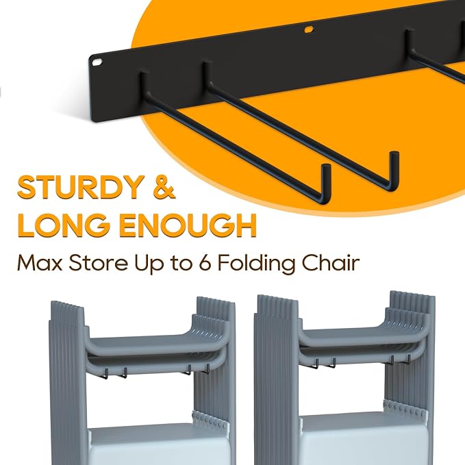 2-Pack Folding Chair Storage Rack – Heavy-Duty Wall Mount Hanger - Image 4