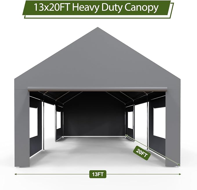 13x20 FT Heavy Duty Carport, Oversized Portable Garage - Image 2