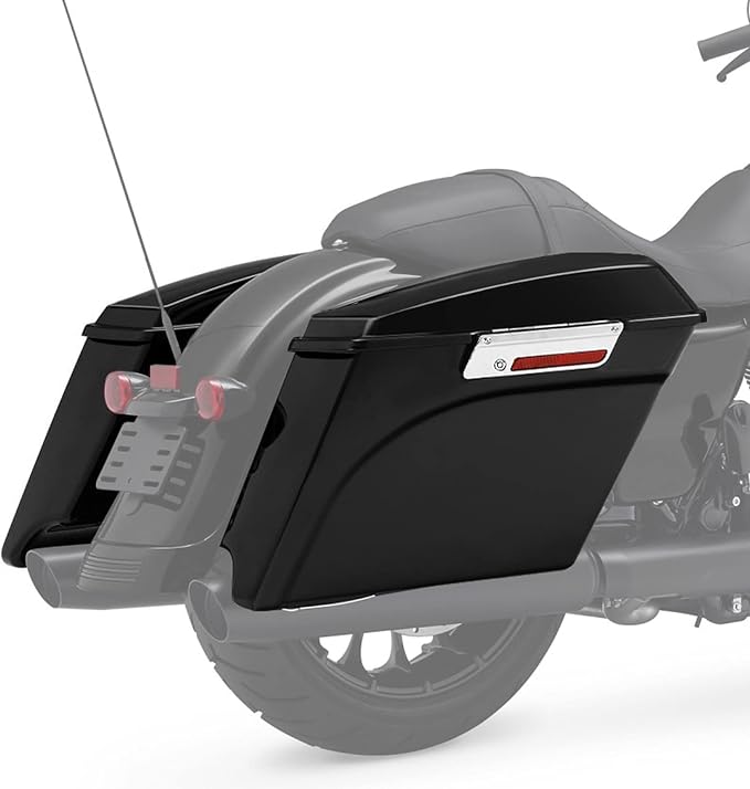 XFMT 5" Vivid Black Stretched Extended Hard Saddlebags W/Chrome Conversion - Image 5