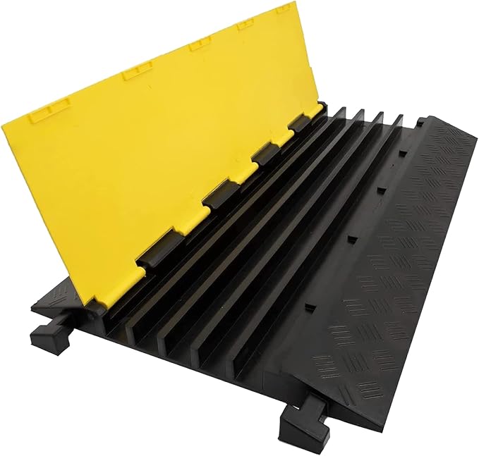 CXRCY Cable Ramp 1 Pack of 5 Channel PVC Rubber Cable Protector, 18000lbs by CXRCY
