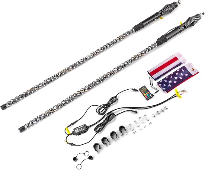 Wsays 2pcs 4ft RGB Led Whip Light - Image 9