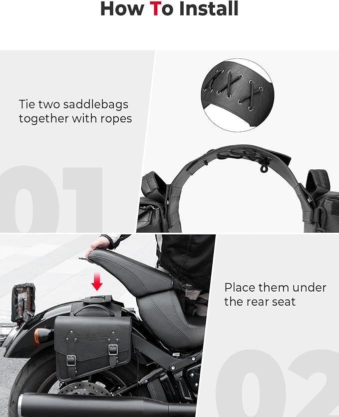 KEMIMOTO Motorcycle Saddlebags Leather Side Bags 12L Compatible - Image 4
