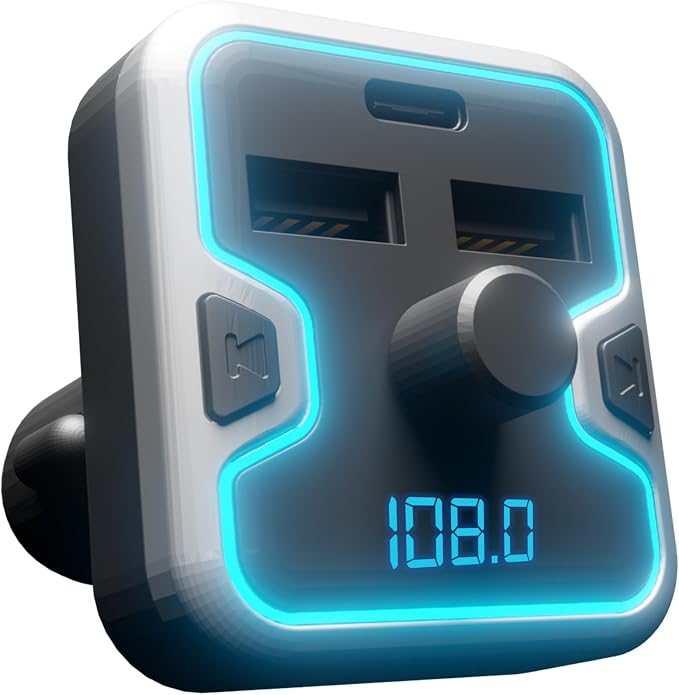 Car and Driver Bluetooth 5.0 FM Transmitter Charger, Dual USB-A and USB-C by CarandDriverConnectedCarEssentials