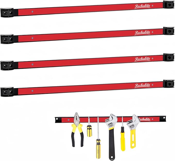 4 Pieces 24" Magnetic Tool Holder Strip, Metal Tool Organizer Rack by RechabiteMagneticTools