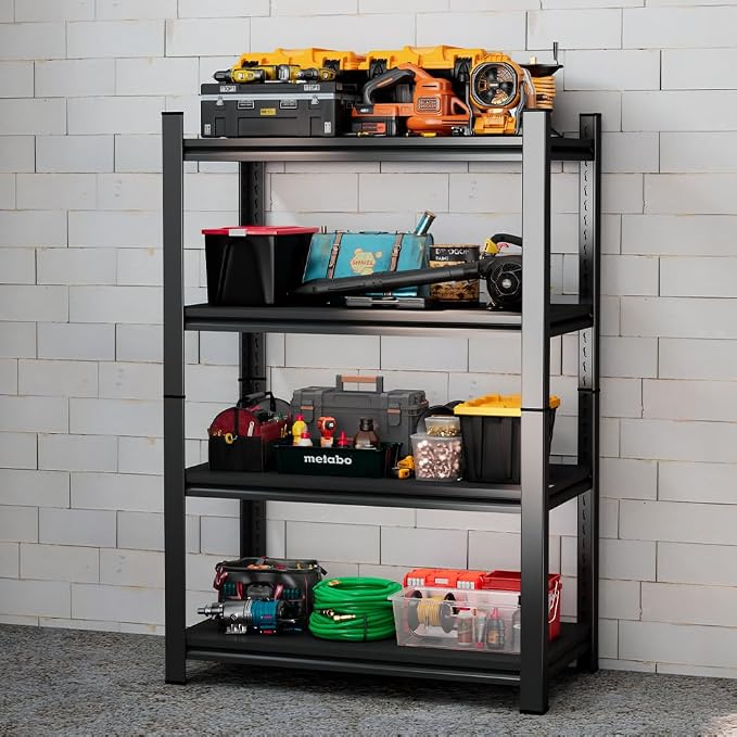Metal Storage Rack Tier Height Free Adjustable Garage Tool Rack Load Capacity by Buynow