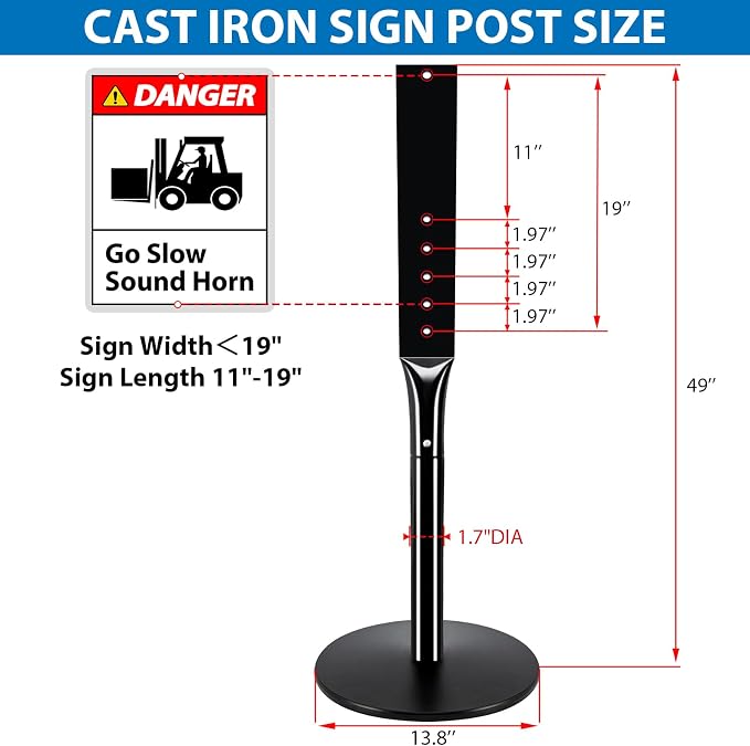 2Pack Heavy Duty Parking Sign Post - Image 4