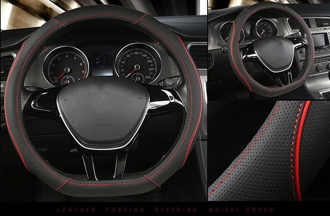 D Shape Car Steering Wheel Cover, Universal 15 inch Stitching Color Anti-Slip by Gmngis