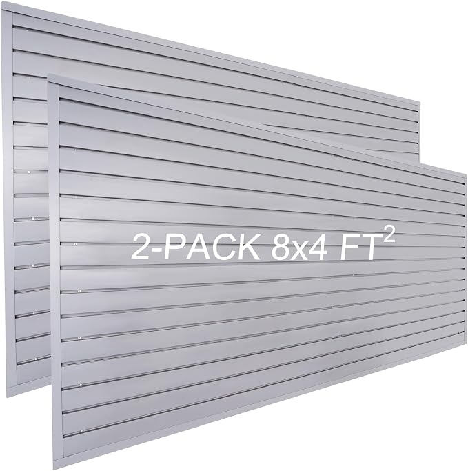 Slat Wall Paneling Garage Wall Organizer, PVC Gray Slatwall Panels 2 Pack 4'x8' by FRAYSCENT