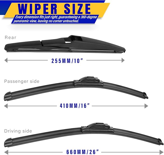 3 wipers Replacement for 2013-2018 Toyota RAV4, Windshield Wiper Blades - Image 2