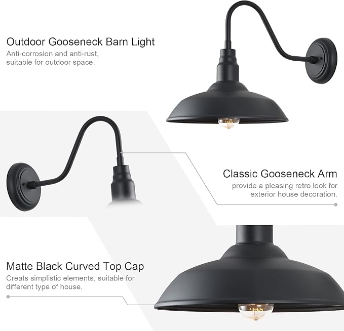14in Outdoor Gooseneck Light Fixture - Image 9