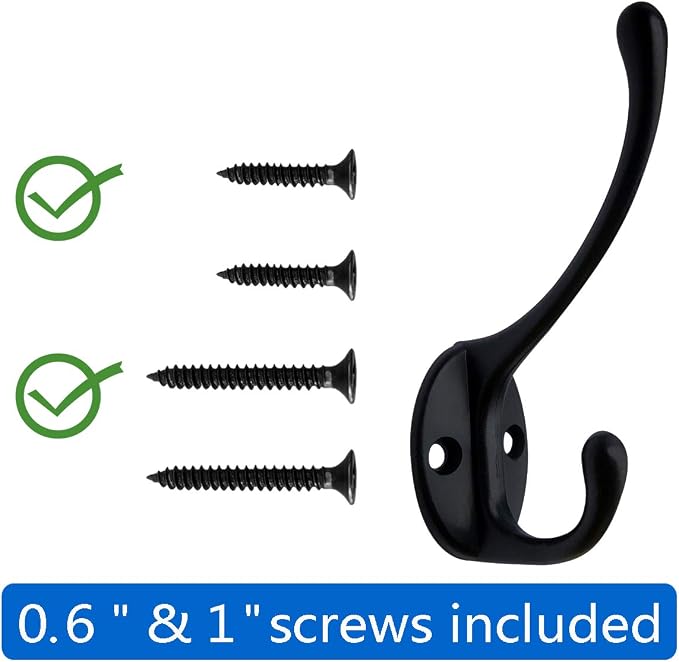 IBosins 10 Pack Heavy Duty Dual Coat Hooks Wall Mounted - Image 2