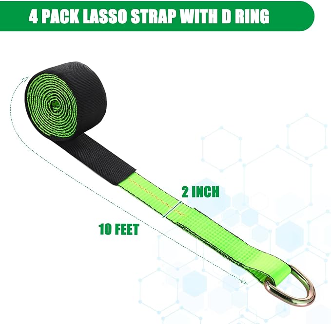 8Pack 2" X 10 ft Tow Truck Straps Lasso Wheel Lift Straps Lasso Tow Strap - Image 2