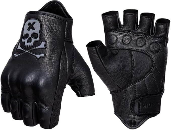 Goatskin Leather Motorcycle Motorbike Powersports Racing Gloves Reflective by Keebik