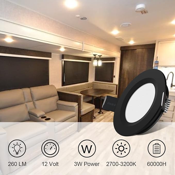 12 Volt LED Puck Light RV Boat Recessed Ceiling Light Super Slim LED Panel Light - Image 2