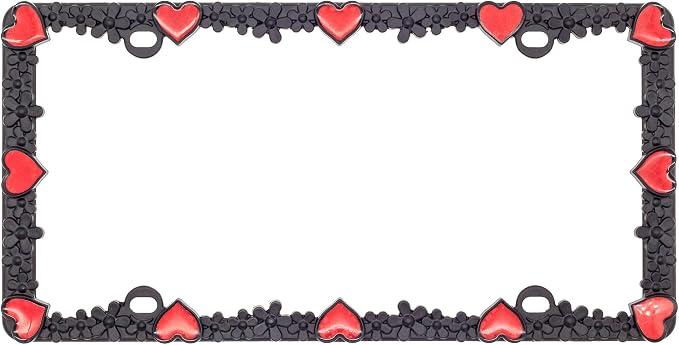 Creathome 3D Daisy Heart License Plate Frame from Pure Zinc Alloy Metal Perfect - Image 3