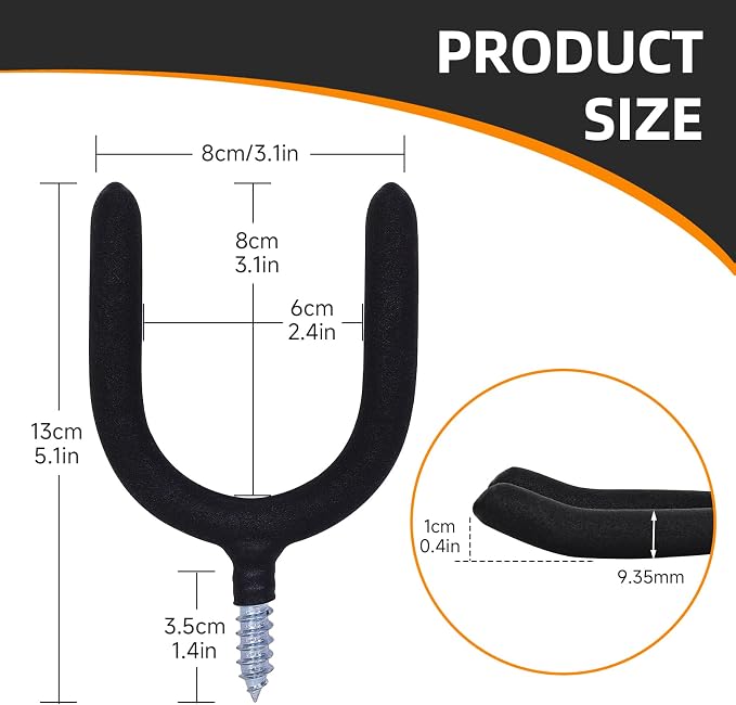 6 Pack Garage Storage System Steel U Hooks - Image 5